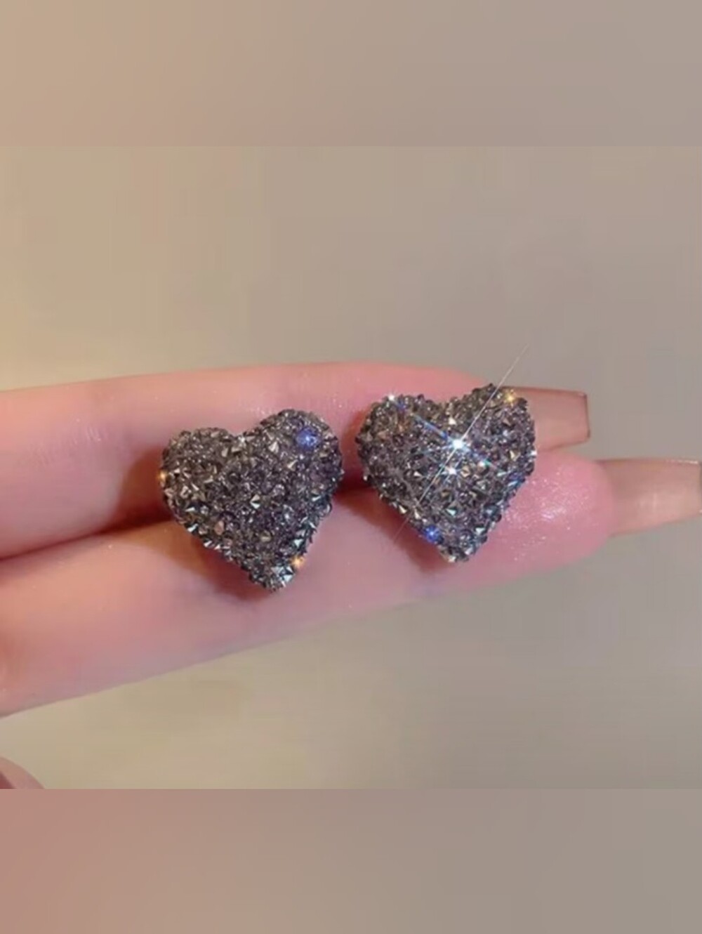 $8 Each Or Bundle 5/$20 Sparkling Silver/Gray Crystal Heart Stud Earrings